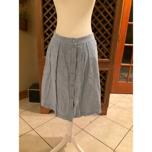 J Crew Preppy Linen Blend Chambray Size 8 Button Front Skirt